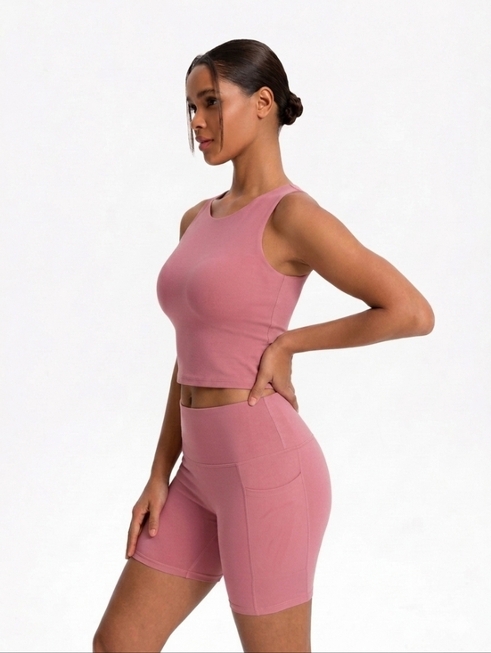 Francesca's Collections Tops - FRANCESCA'S Mi Ami Buttery Soft Dusty Pink High-Neck Sleeveless Stretchy Top
